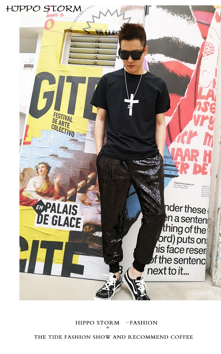 Nieuwe блесток Broek Jurk сценическое представление Nachtclub Zanger Broek Повседневная мода Masculina Erkek Pantolon Lente