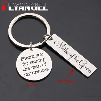 

FLYANGEL High Quality Car Key Tag Engraved Wedding Key Chain Mother Of The Groom Thank You Gifts For Groom Mother