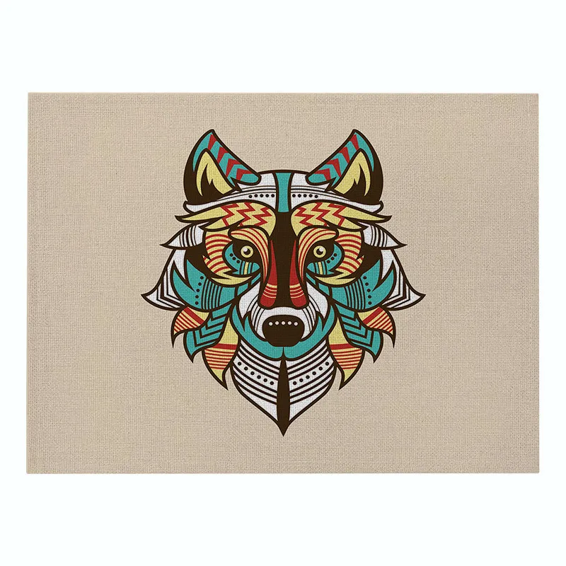 

Wolf Placemat 3D Print Placemat Animal Decorative Coaster Tableware Mat Linen Heat Insulation Placemat Kitchen Dinning