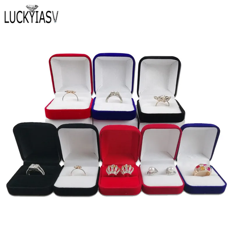Caja de terciopelo para anillos de compromiso, almacenamiento exhibición de Joyas, estuche plegable anillos de boda, organizador de regalos del Día de San Valentín, colores - AliExpress Joyería y accesorios