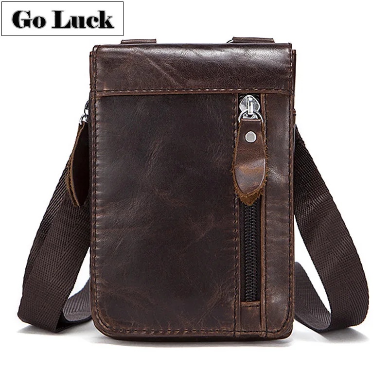 GO LUCK Genuine Leather Casual Waist Belt font b Crossing b font Pack font b Men