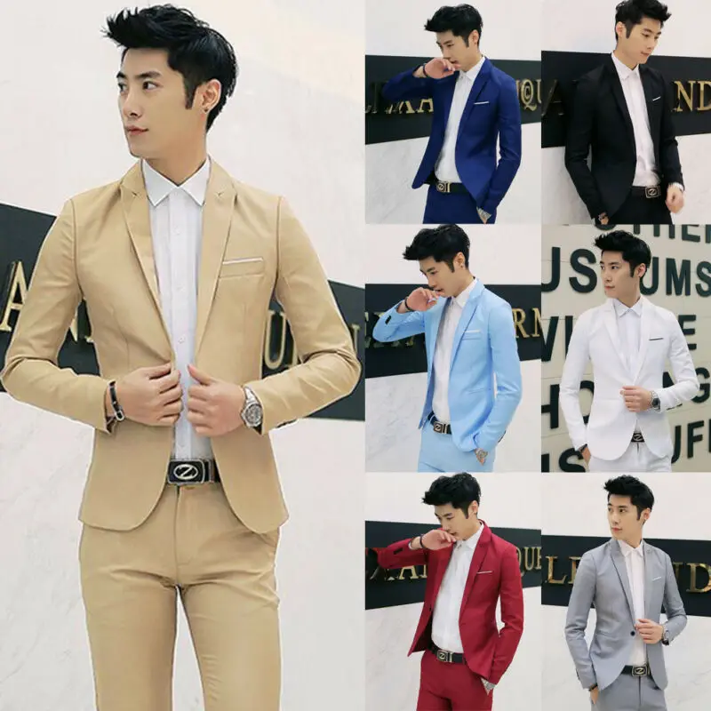Hot Fashion Men Classic Formal Business Suit Blazer Slim Fit Casual Coat Jacket