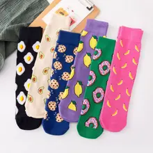 Новые рождественские носки harajuku calcetines mujer, модные женские длинные хлопковые носки с принтом еды
