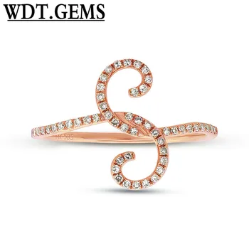 

Diamond Paisley Open Wrap Ring 10K Rose Gold Swirl Statement S Shape 0.16ct