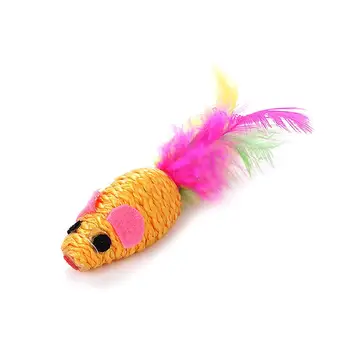 

Legendog 1pc Mice Shape Toy Creative Funny Faux Feather Decor Pet Chase Toy Cat Toys Pet Supplies Cat Favors Random Color