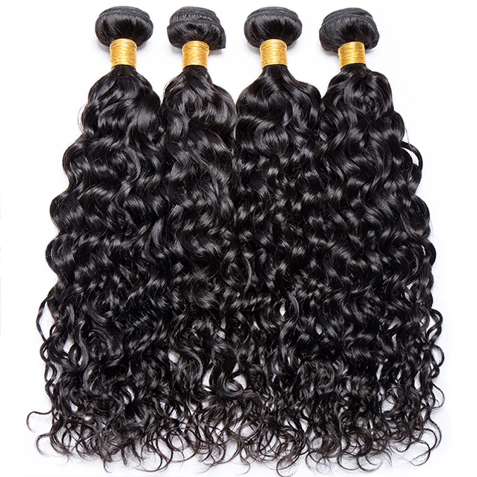 Onda de Água do Cabelo Humano do Virgin Pacotes com Fechamento Molhado e Ondulado Onda do Oceano Extensão do Cabelo Brasileiro Processado Encaracolado Profundo Tecer Não 19 virgin brasileiro pacotes com fechamento não processado