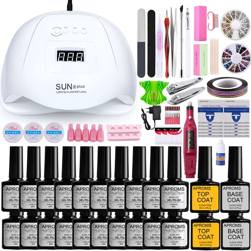 

Manicure Set Nail Set Nail Kit Soak Off Nail Gel Polish Set Electric Nail Drill Machine 120W UV LED Nail Lamp Dryer Nail Tools