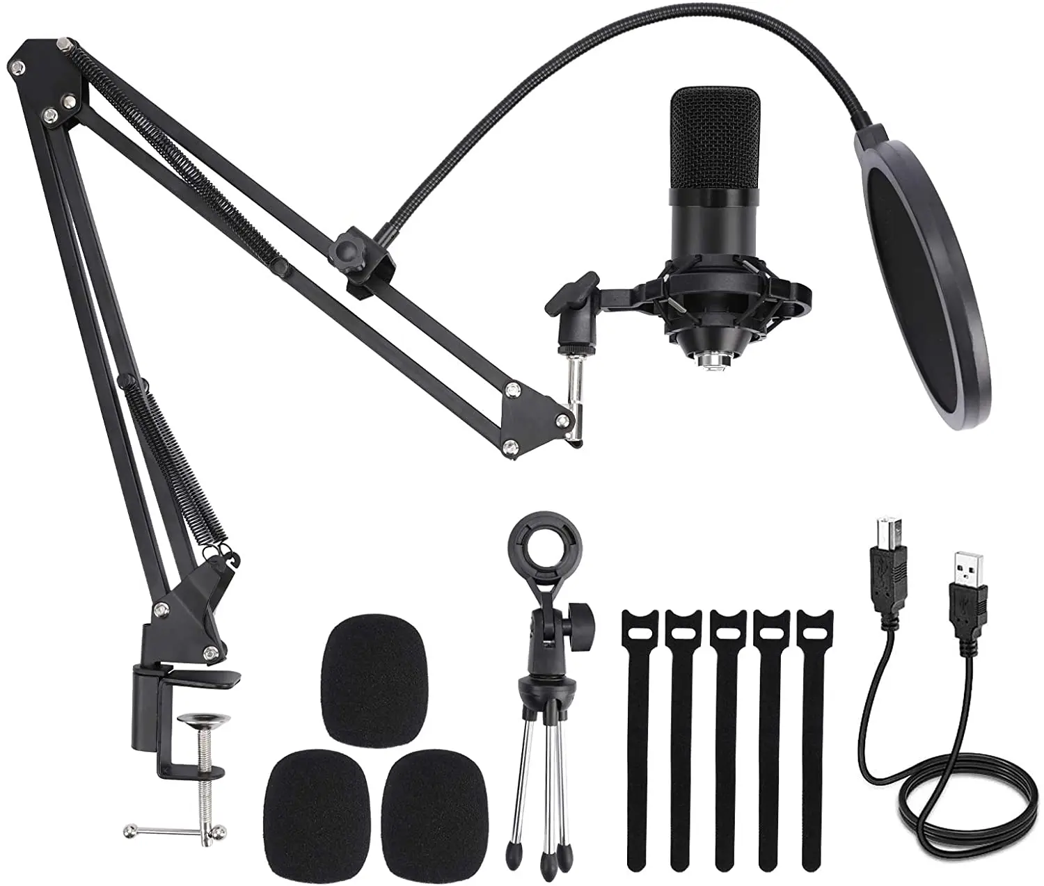 Microfone braço suporte, microfone mesa boom suspensão