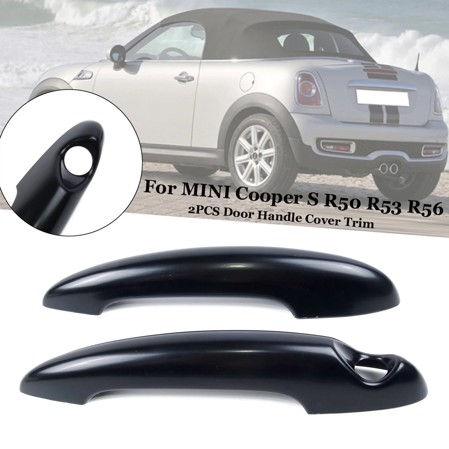 

2 Pcs/Set Black Car Door Handle Cover Trim For BMW MINI Cooper S R50 R53 R56 Door Handle Cover Car Accessories