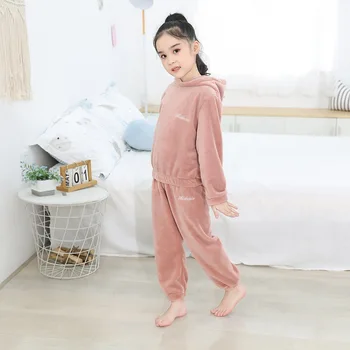 

Fashion Tracksuit Children Clothes Winter Plus Velvet Girls Pajamas Baby Boys Warm Home Clothes Christmas Two-Piece Suit 3-10 Y