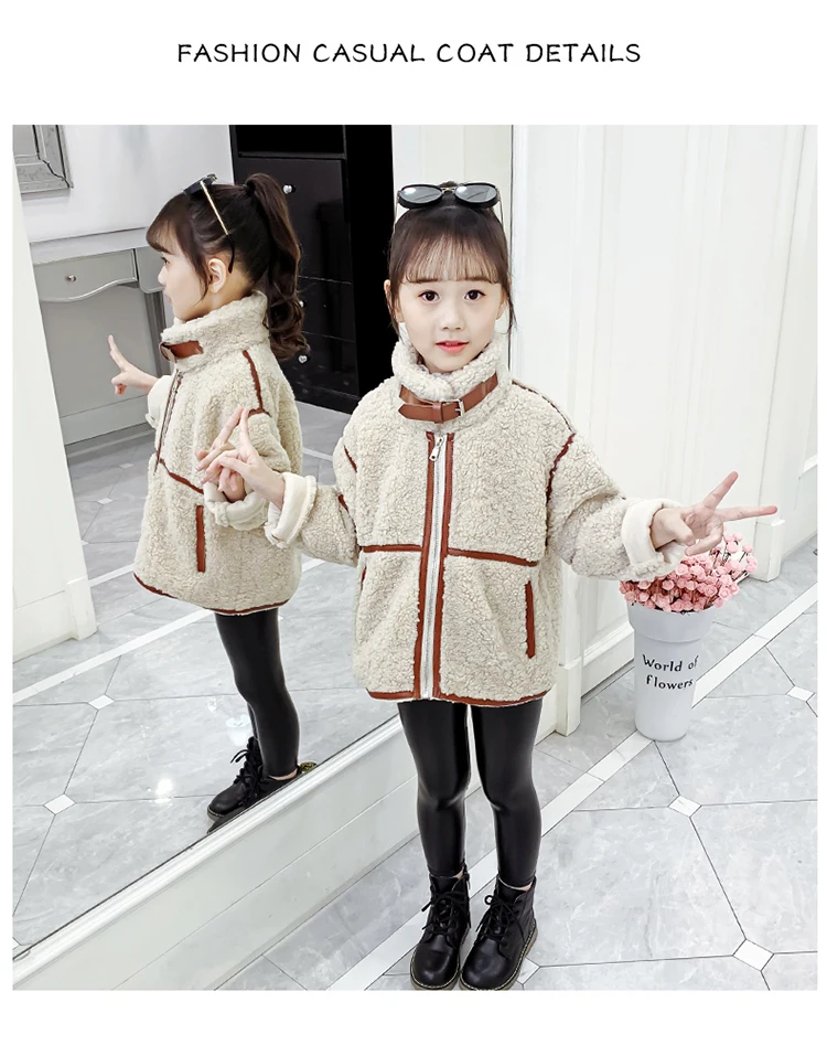 Anlencool Fashion children Autumn and winter new girls 4-12 years fur coat suede thick fur one lamb fur coat girls clothing