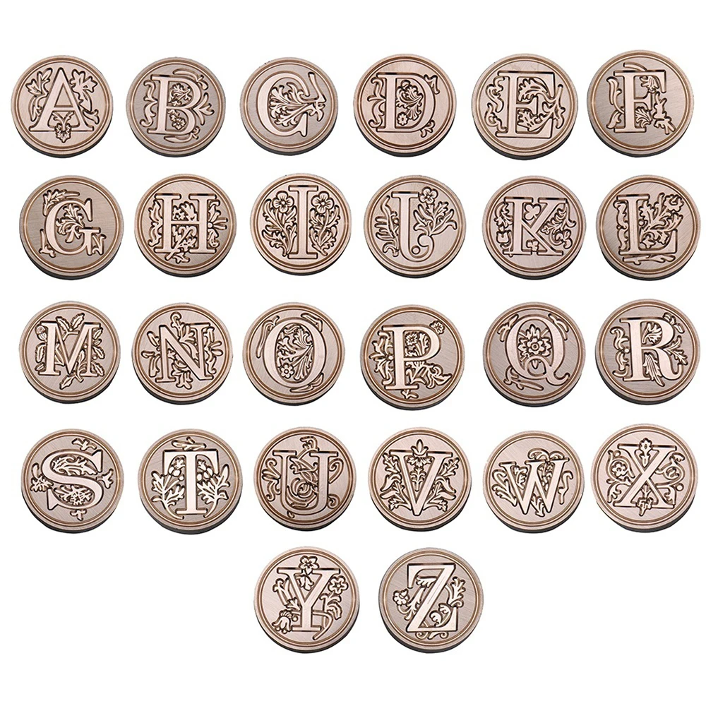 Sealing Stamp Letters Brown Customize Vintage Envelope Candle Seal Fire Candle Seal European Alphabet A-Z 1 Set Logo Decor