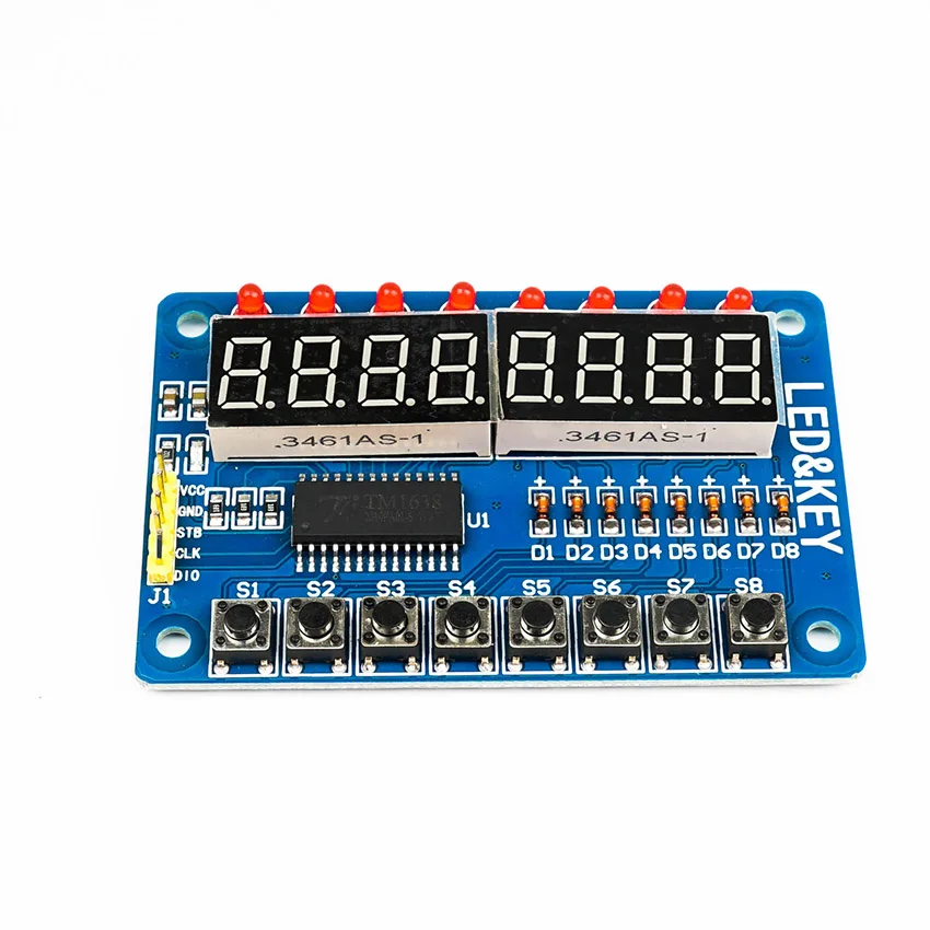 TM1638 LED Display 8-Bit Digital Tube Module 3-Wire 16 Keys 8 Bits Keyboard Scan And KEY LED Display Module For Arduino DIY Kit