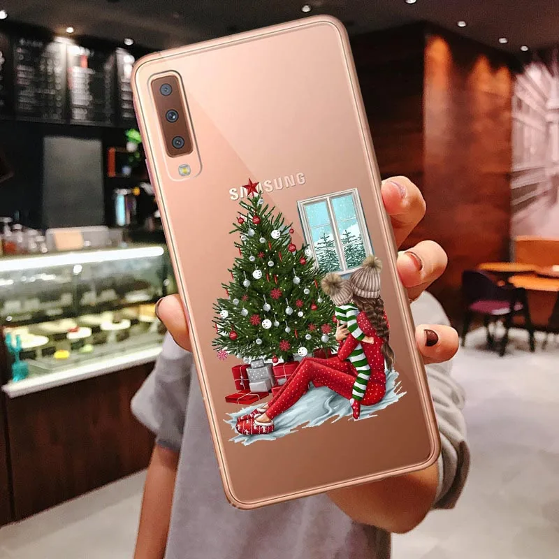 Праздник чехол для samsung Galaxy A10 A30 A50 A70 A80 A7 A750 A6 A8 плюс A9 новогоднее; рождественское Санта Клаус крышка