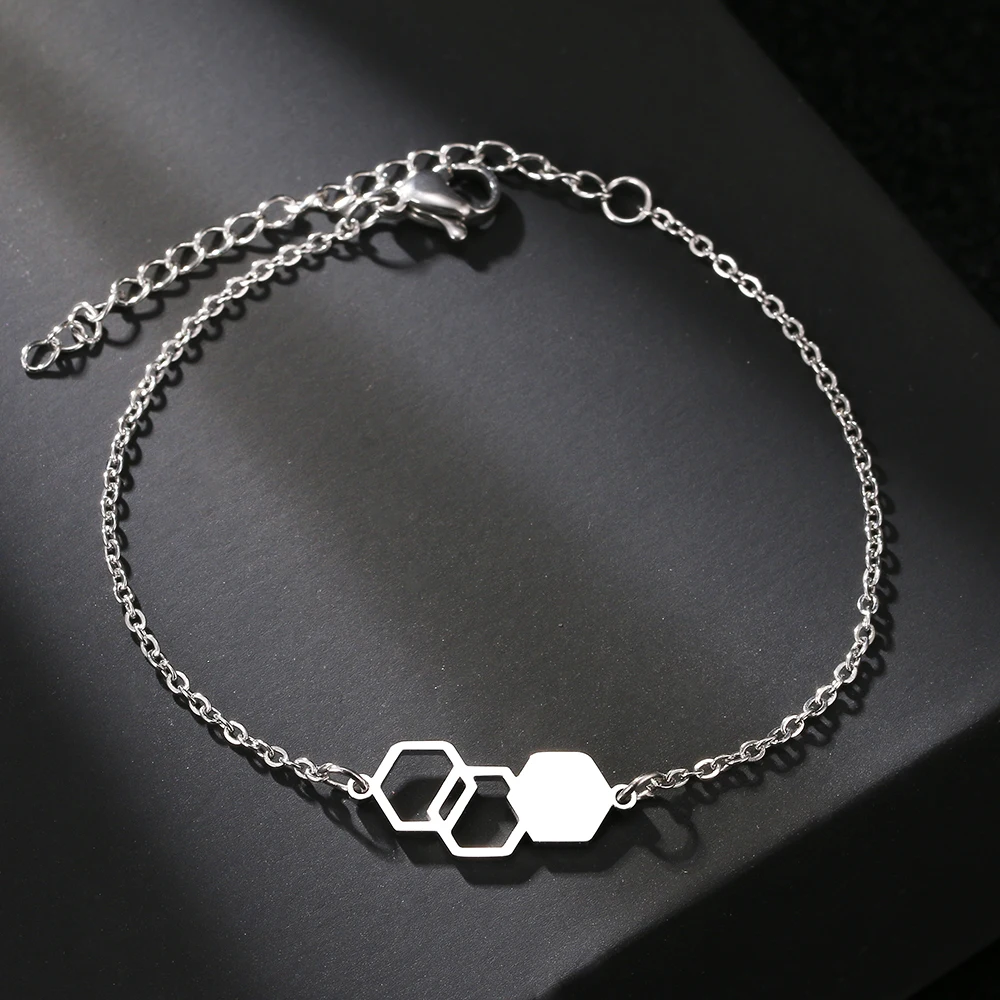 Stainless Steel Bracelets Minimalist Chemical Molecules Fashion Chain Fine Charm Bracelet - Image 3