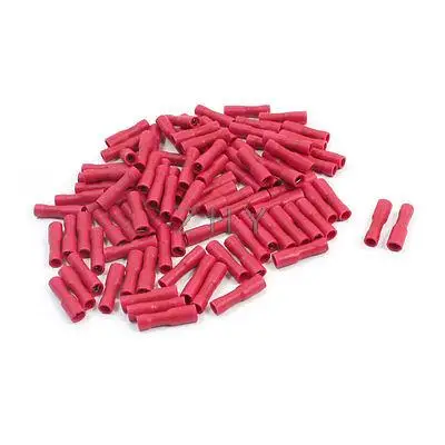 

100Pcs Red Rewirable Female Spade Connector Insulated Crimp Terminal 22-16AWG