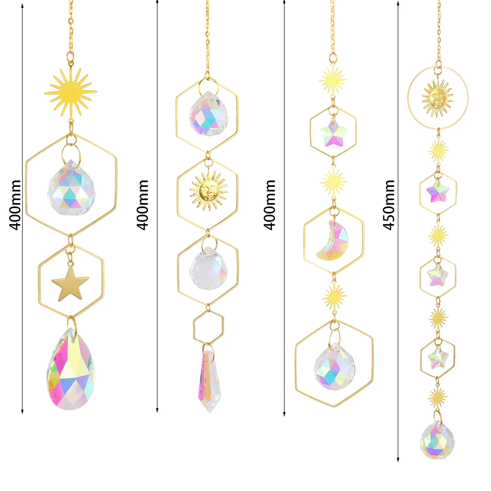 Crystal Wind Chime Hexagon Diamond Prisms Sun Catchers Pendant Dream catcher Hanging Drop Outdoor Indoor Garden Windchimes