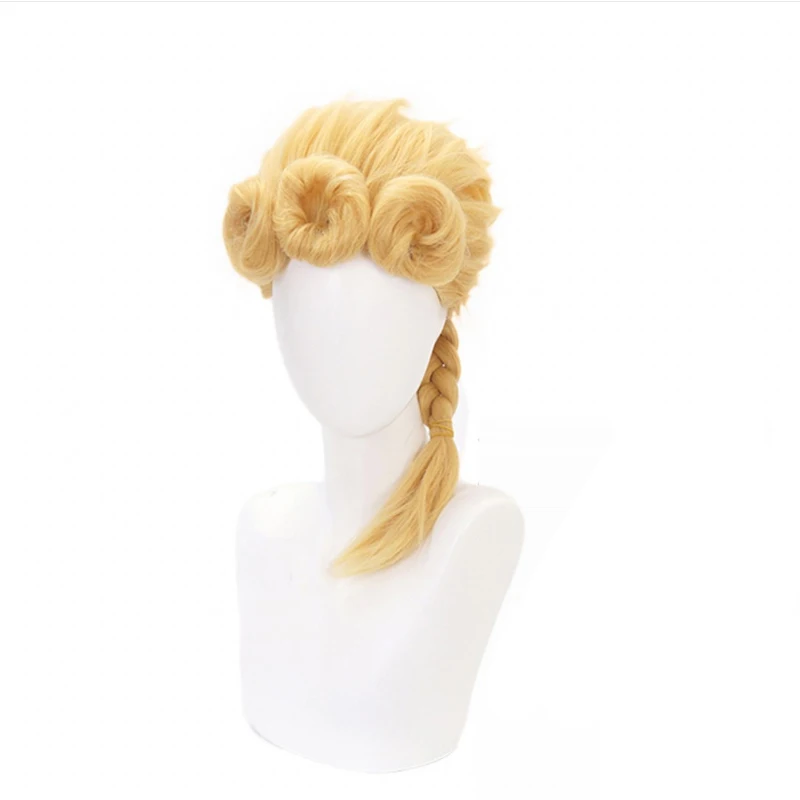 

Jojo's Bizarre Adventure Cosplay Giorno Giovanna Golden Braided Braids Styled Fake Hair Wig Halloween Party Carnival Role Play W