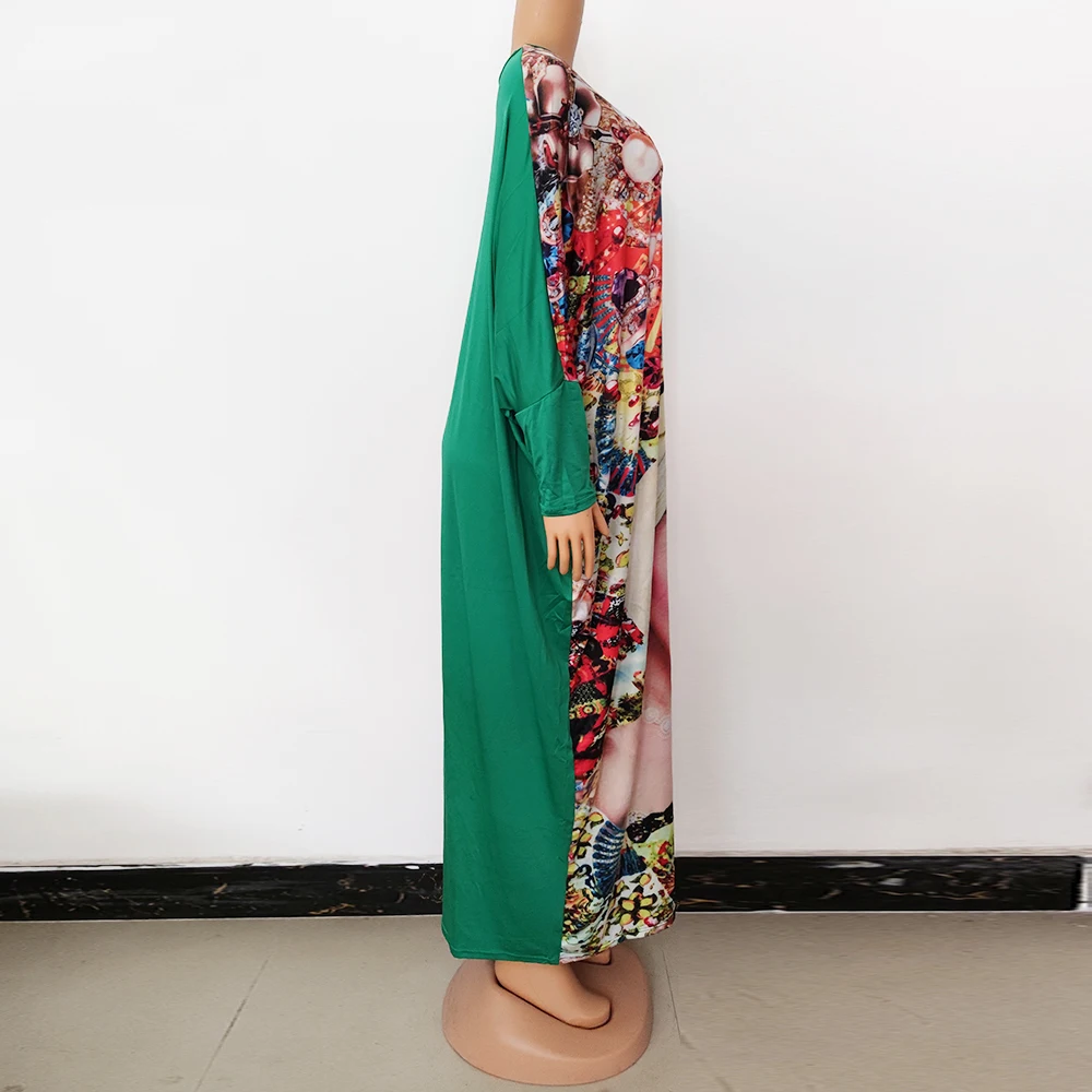 Vetement Femme 2021 African Dresses For Women Beauty Print Colorful Elegant Nigeria Long Robe Sexy Daily Bazin Party Casual african fashion designers
