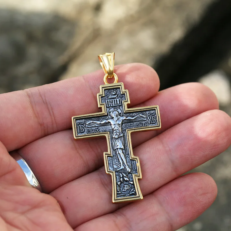 Beier Jesus Cross Men's  Stainless Steel Crucifix Eastern Orthodox  Pendant Chain Necklace Jewelry LLBP8-210P image_1