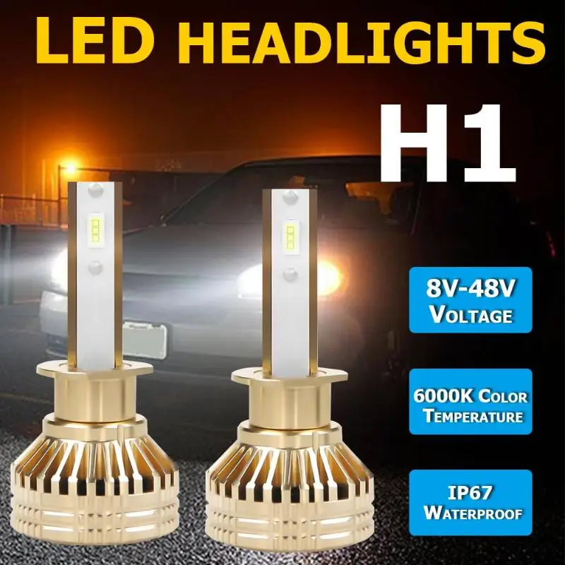 

1 Pair LED Car Light Bulbs 9005 9006 H1 H4 H7 H11 6000K Auto Headlight