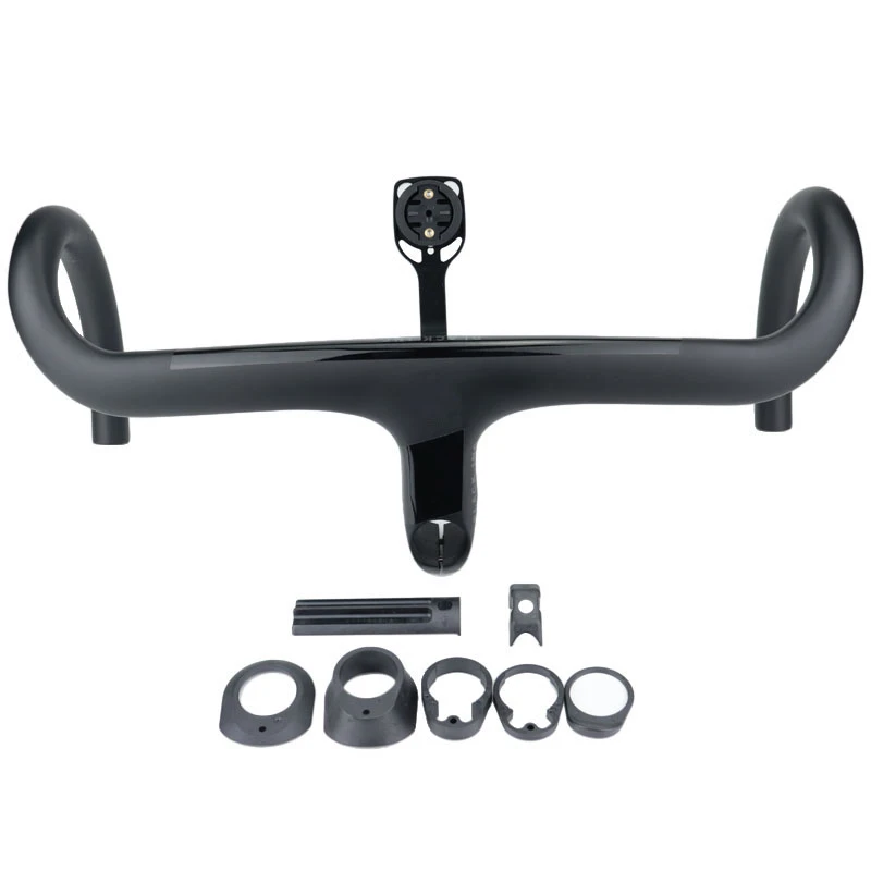 Full black inc carbon Fiber Road Bicycle Integrated handlebar with stem