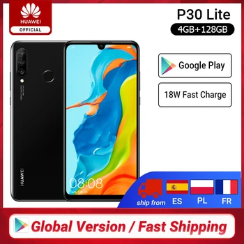Перейти на Алиэкспресс и купить Смартфон Huawei P30 Lite, глобальная версия, 4 Гб 128 ГБ, 6,15 дюйма, Kirin 710, Android 9,0
