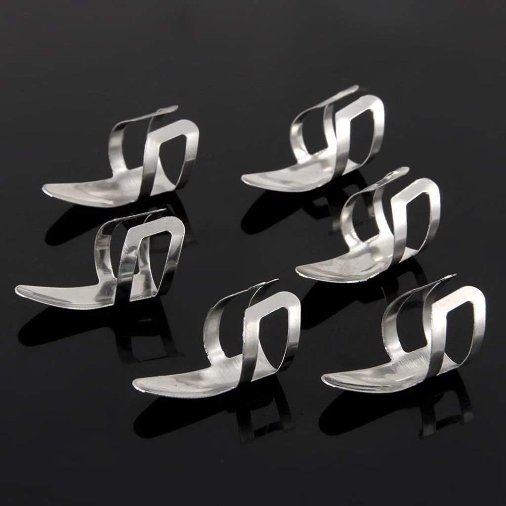 Pack of 6 pcs Silver Finger Nail Guitar Picks Stainless Steel Plectrum for Guitar Bass Banjo