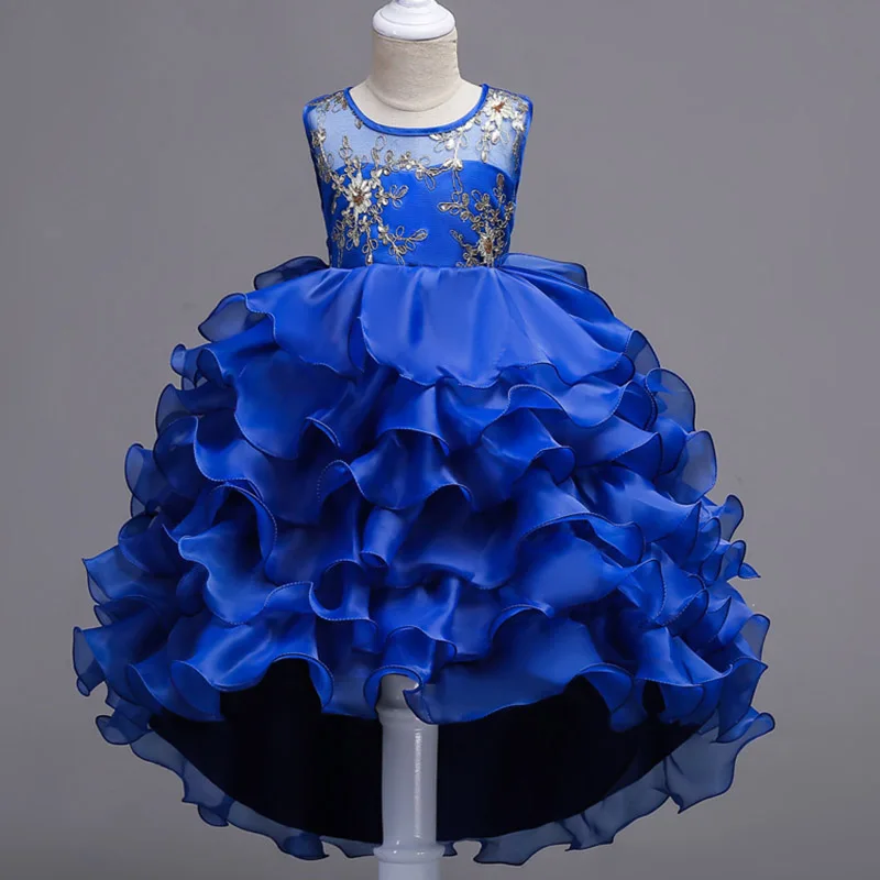 kids dresses for girls Flower embroidery tutu Kids Clothing Elegent Girls Dresses for Children Princess Party Custumes