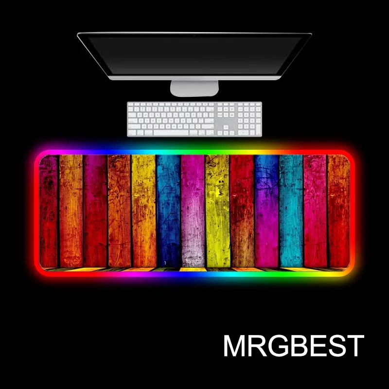 MRGBEST Color wooden board texture Gaming RGB Large Anime Mouse Pad Mat Computer pad Led Backlight Keyboard Desk | Компьютеры и офис