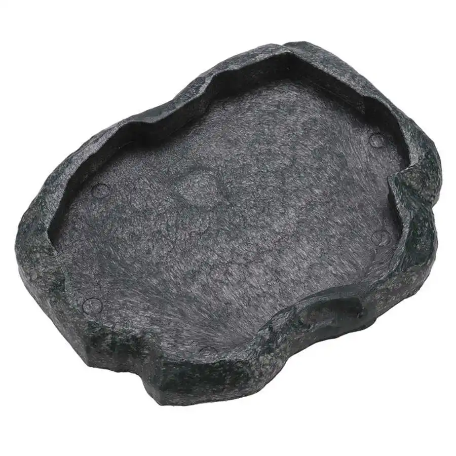 ABS Resin Reptile Rock Food Dish Feeder Bowl For Tortoise Lizard Food Durable Water Feeding Container Plate for Pet Feeder