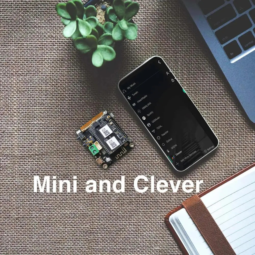 Плата беспроводного аудио приемника Up2Stream Mini V3 Wi Fi и Bluetooth 24 бит 192 кГц FLAC несколько