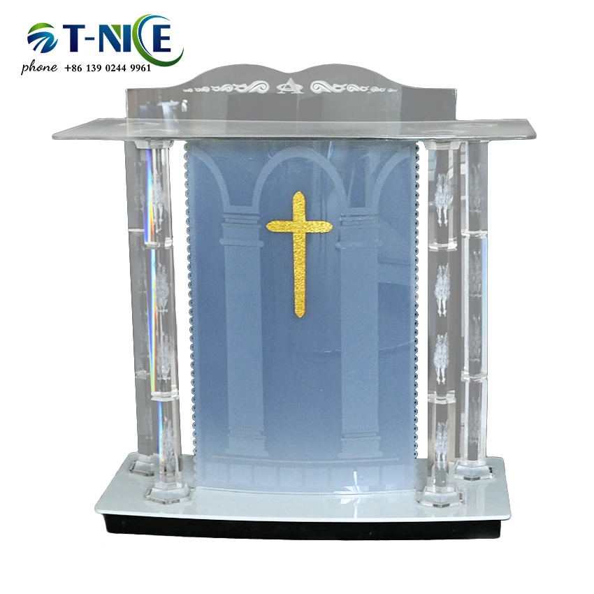 AKLIKE Transparent crystal Speech Podium Hotel Desk Reception Table Information Platform Lectern Reception Rostrum