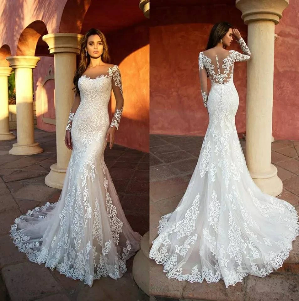 Lace Mermaid Wedding Dresses Ivory 