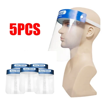 

5pcs/set Faceshields Clear Protective Full Face Film Adjustable Shield Plastic Anti-fog Safety Anti-oil Goggles