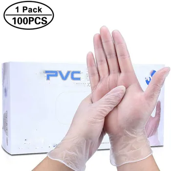 

100 PCS Transparent Disposable PVC Gloves Dishwashing/Kitchen/Medical /Latex/Rubber/Garden Gloves Universal For Home Cleaning