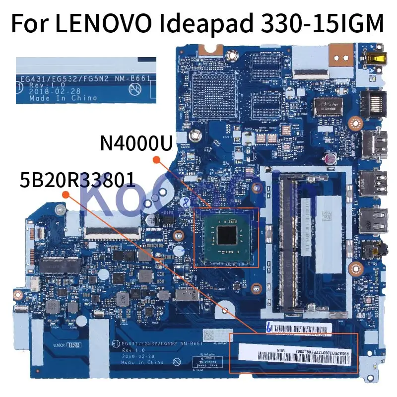 Placa-mãe para Notebook Lenovo Ideapad 33015igm N4000 N4100 de 15 Pol. Placa-mãe para Computador Portátil Ide4