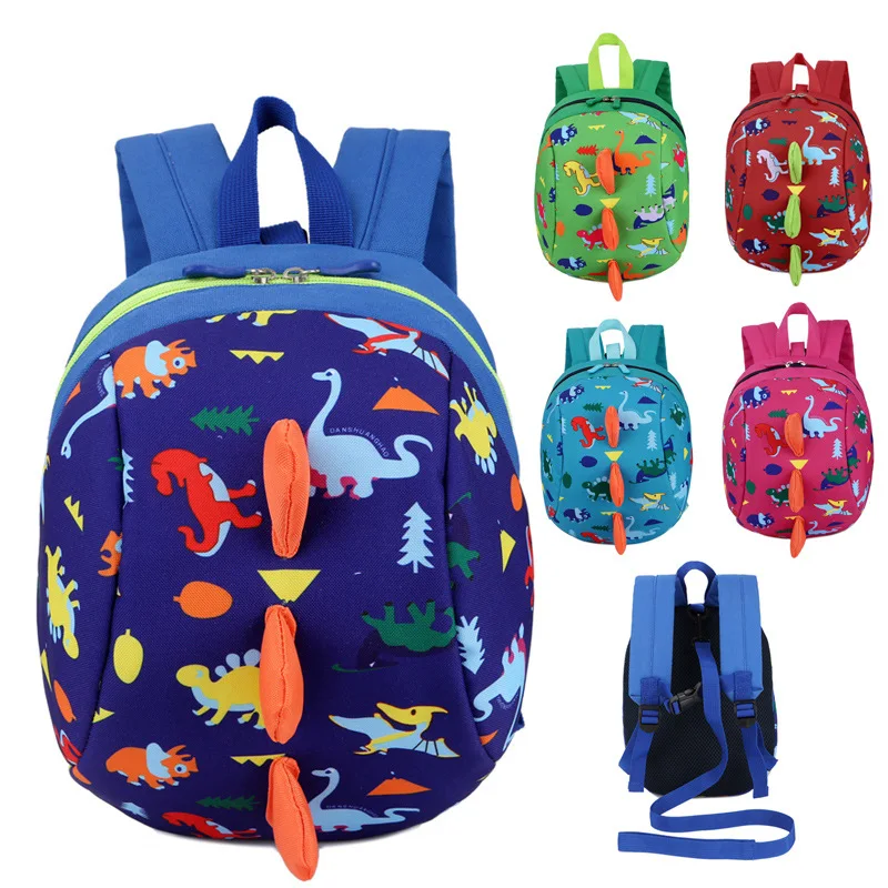 

Dinosaur Backpack 1-3-5-Year-Old Kindergarten BOY'S Girl Backpack Anti Lost Hand Holding Rope Small Bookbag Snack Pack