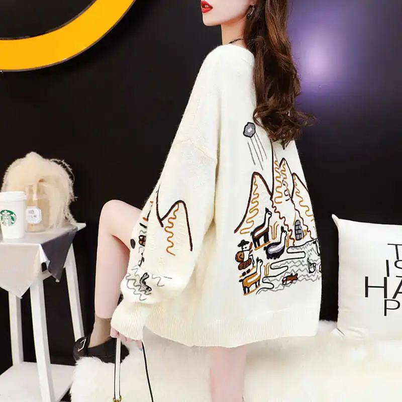 

Spring and Autumn V-neck Button Sweater Jacket Women's 2021 New Korean Style Knitted Cardigan Loose Top cashmere sweater women