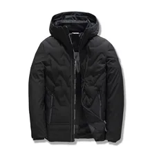 Мужская зимняя Классическая зеленая и черная куртка с рельефным утиным пухом, Мужская Толстая теплая утолщенная холодная и ветрозащитная парка на молнии, пуховое пальто
