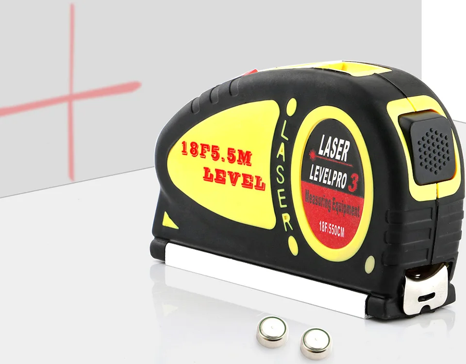 Line Level Laser Horizon Vertical Measure Tape Aligner Bubbles Ruler Multipurpose for Hanging Pictures Laying Flooring Measuring