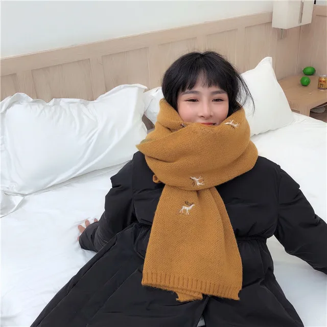 [EAM] Women Multicolor Long Red Pattern Knitting Keep Warm Scarf New Long Personality Fashion Tide Autumn Winter 1H288