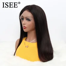Перуанские 360 фронтальные парики шнурка 150% густые натуральные волосы парики для черных женщин Remy ISEE волосы прямые волосы фронтальные человеческие волосы парики