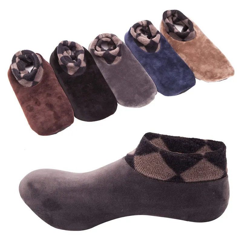 Мужские и женские утепленные зимние теплые носки нескользящий для дома пол мягкие повседневные тапки чулочно-носочные изделия A66