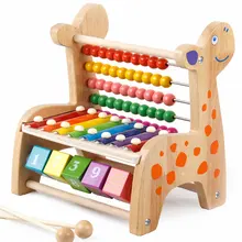 Дети деревянный стук пианино Многофункциональный олень бисера калькулятор ксилофон головоломка для раннего обучения Детские развивающие игрушки