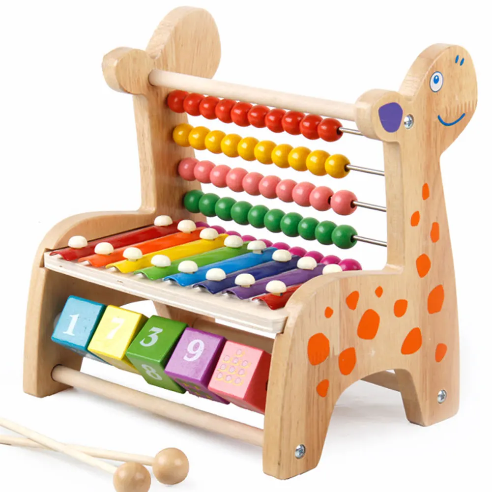 

Kids Wooden Knocking Piano Multifunctional Deer Bead Calculator Xylophone Early Learning Puzzle Children's Education Toys