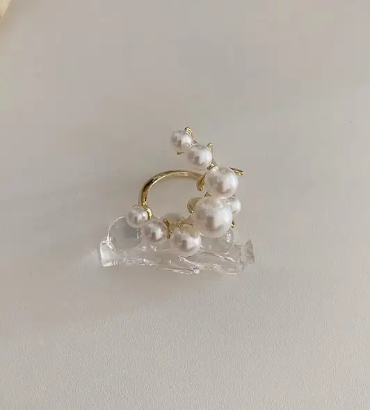 Adjustable Geometric Pearl Paved Rings For Women