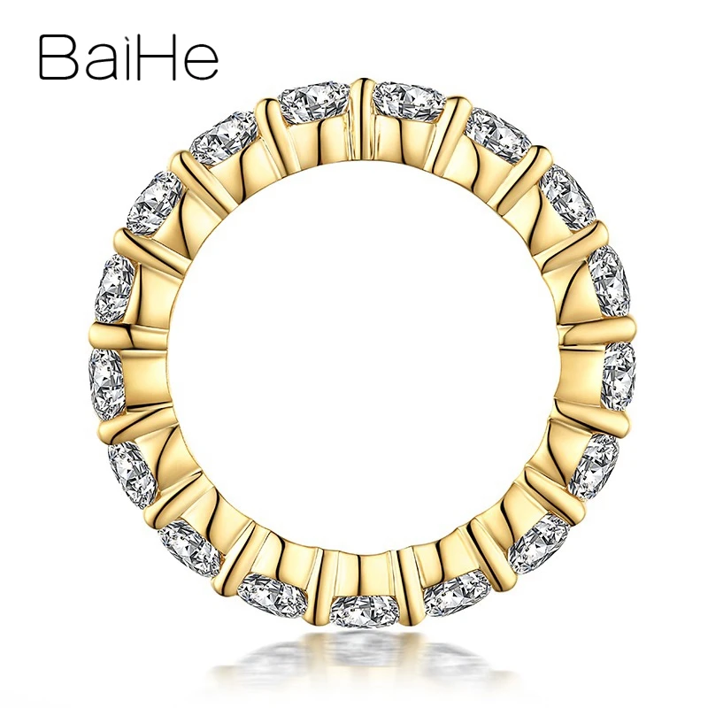 BAIHE Твердые 18 К желтое золото всего 3.4ct H/SI круглые подлинные натуральные бриллианты свадебные женские модные ювелирные изделия роскошный подарок кольцо
