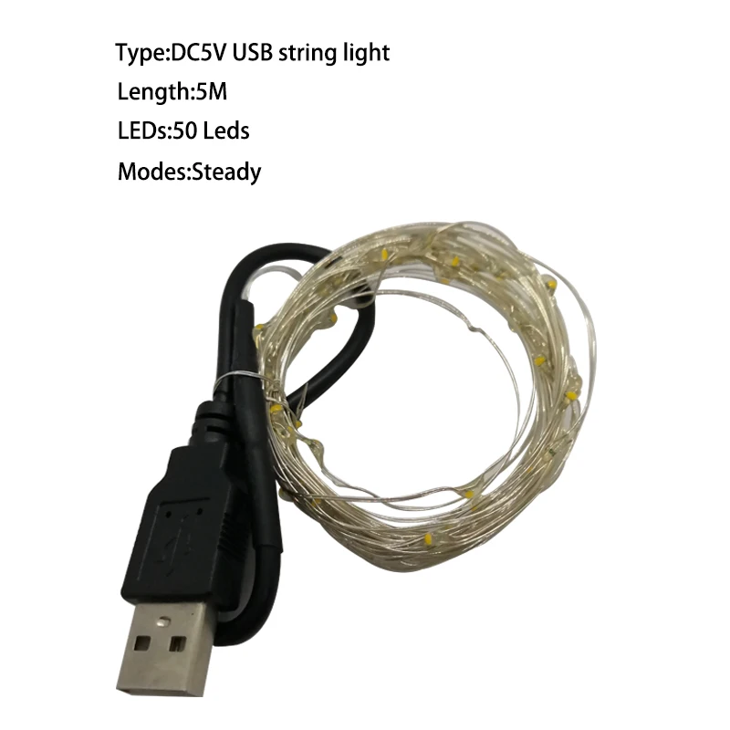 thumbnail image 1 of Guirnalda de luces LED de 1 m, 2 m, 3 m, 5 m y 10 m para decoración del hogar, Navidad, bodas y fiestas, funciona con pilas AA o USB, 1 of 5