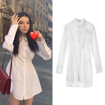 

New charge show thin waist single breasted agaric edge with small white long sleeved shirt G0710